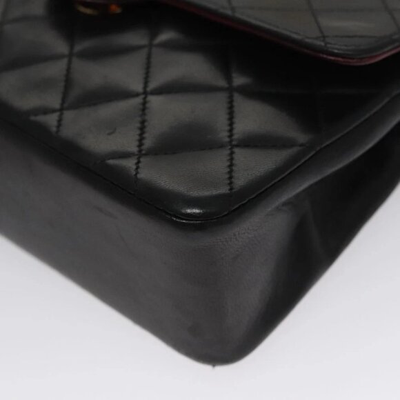 CHANEL Chain Matelasse Shoulder Bag Lamb Skin Black Gold CC Auth PP133 - Picture 2 of 16